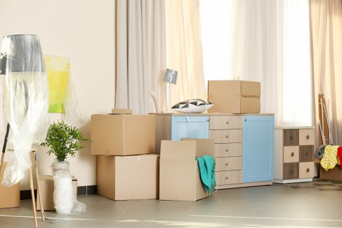 Professional removalists packing a household