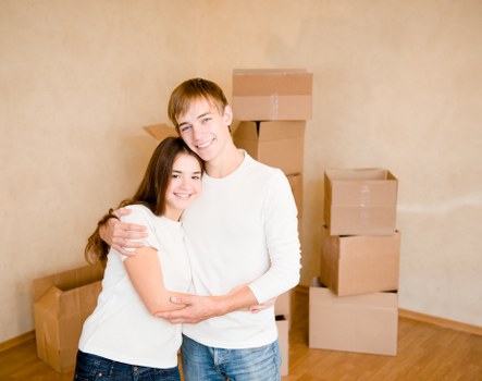 Organized moving boxes and labels